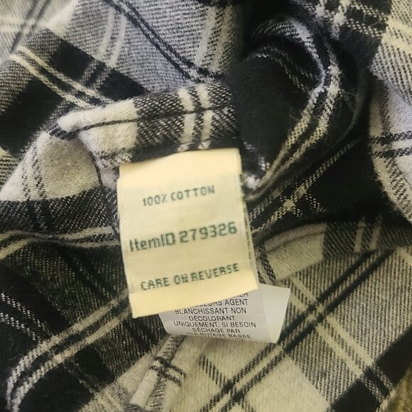 LL BEAN Women's Petite Medium Black & White Button Down Flannel 100% Cotton - Picture 13 of 16